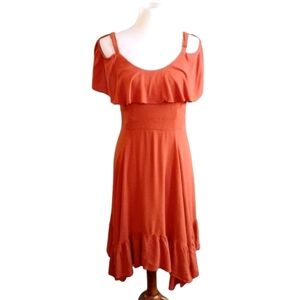 Torrid Orange Ruffle Tank Babydoll Dress Off The Shoulder Size 12 Large